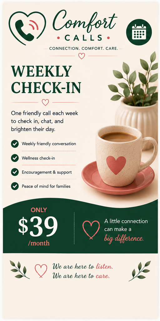 comfort calls weekly checkin graphic